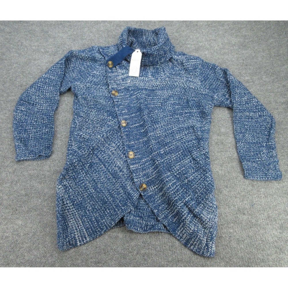 Kenoce Womens Cardigan NWT Regular Blue Marled Asymmetrical Button Sweater 2XL